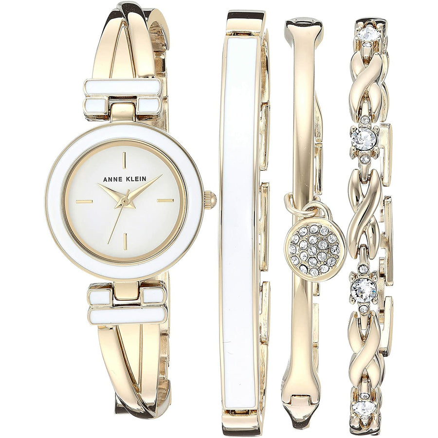 Anne Klein Women's AK/3284WTST Premium Crystal Accented Watch and Bangle Set - 3alababak