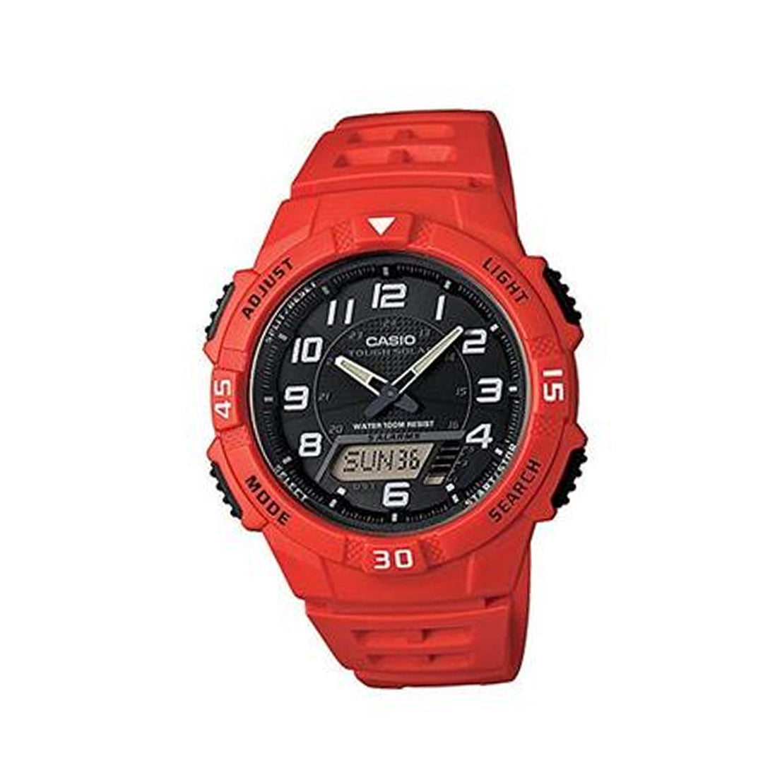 Casio Men's AQ-S800W-4BVCF Solar-Power Red Resin Watch - 3alababak