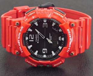 Casio Men's AQ-S800W-4BVCF Solar-Power Red Resin Watch - 3alababak