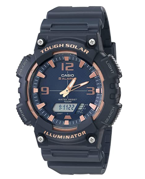 Casio Solar Powered Quartz Resin Strap, Black, 28.4 Casual Watch (Model: AQ-S810W-2A3VCF) - 3alababak