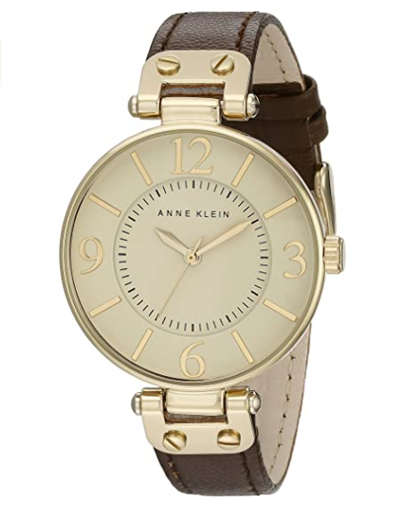 Anne Klein Women's Leather Strap Watch 10/9168IVBN - 3alababak