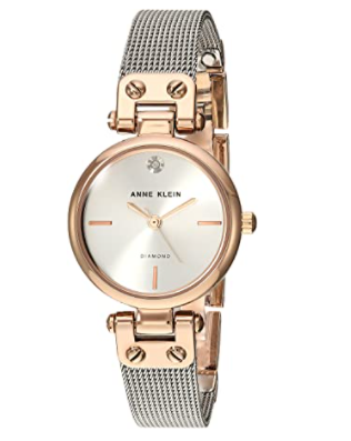 Anne Klein Women's Genuine Diamond Dial Mesh Bracelet Watch AK/3003SVRT - 3alababak