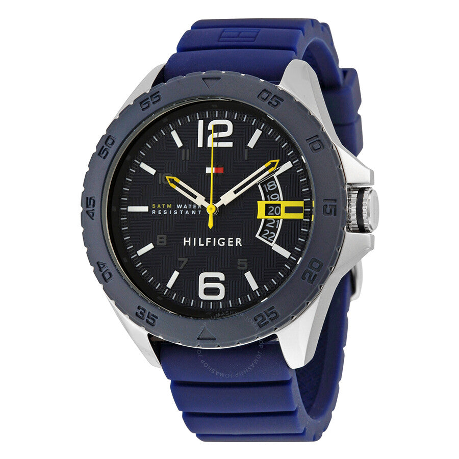 Tommy Hilfiger Men's 1791204 Stainless Steel Casual Sport Watch With Blue Silicone Band - 3alababak