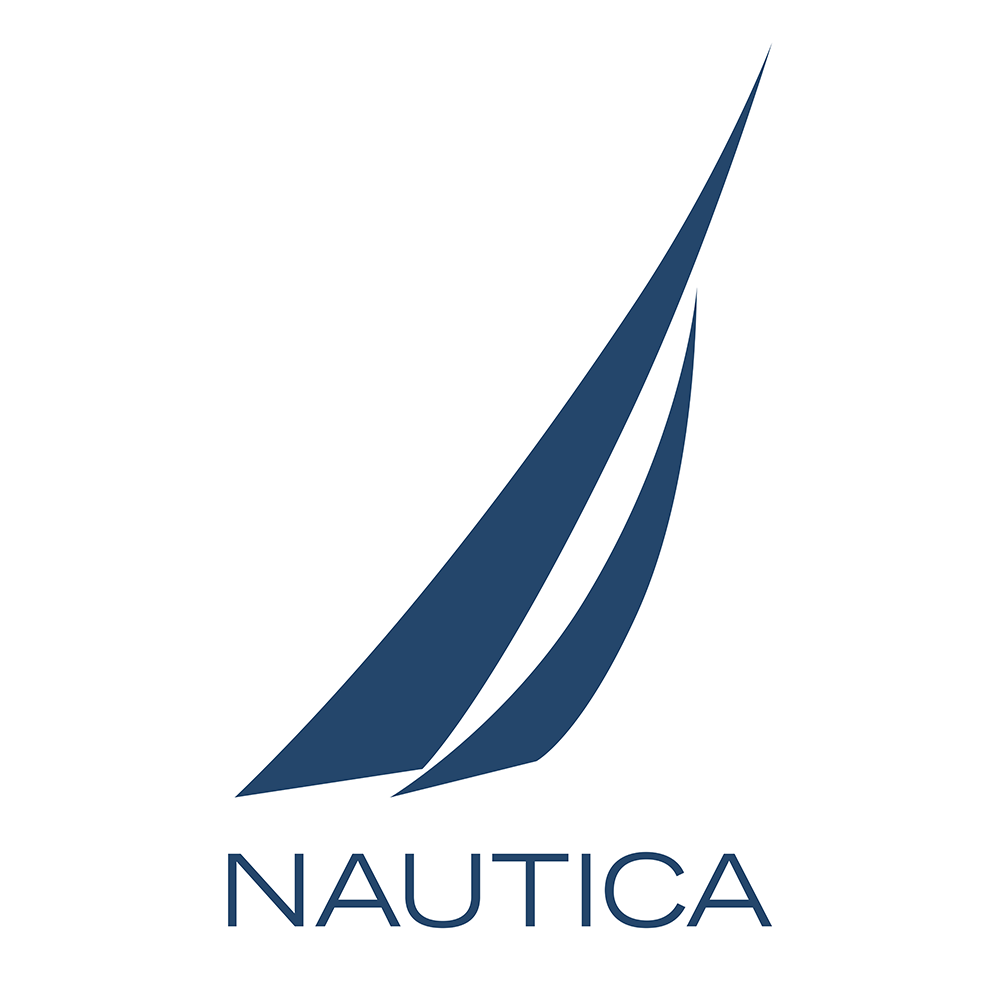 Nautica blue sailboat logo with brand name on white background