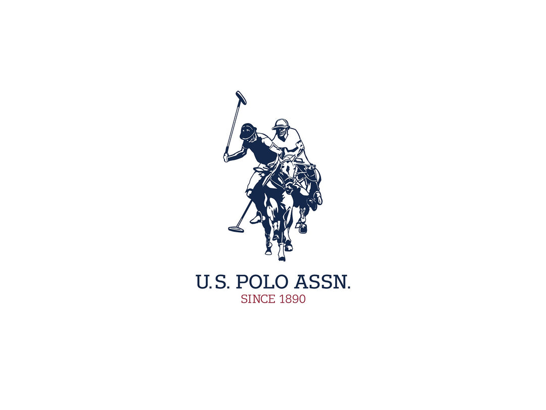 Logo with two polo players on horses, holding mallets, U.S. Polo Assn. Since 1890 text
