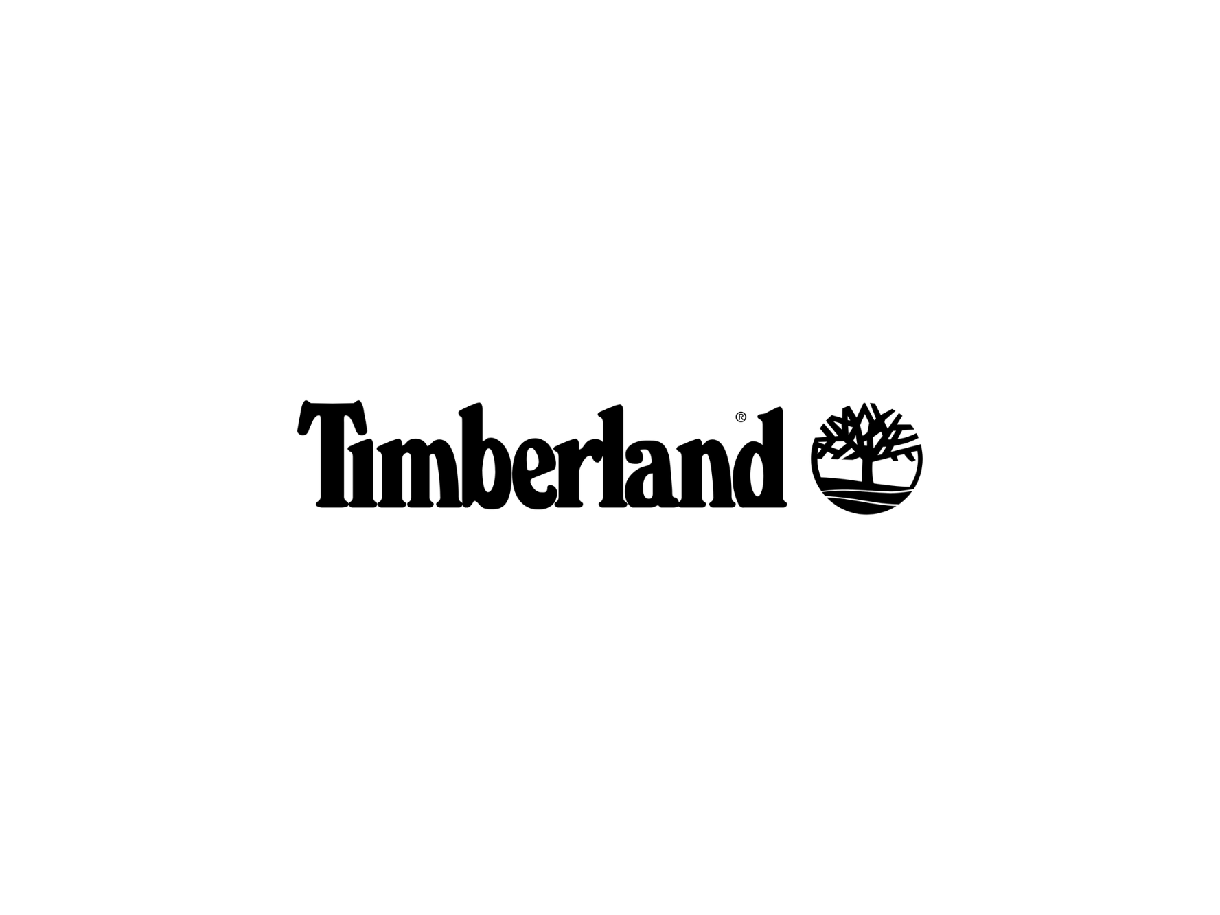 Timberland logo with bold black text and tree symbol on white background