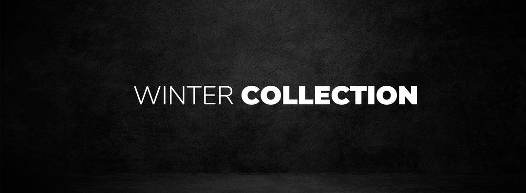 Winter collection text on dark textured background, seasonal fashion promotion banner