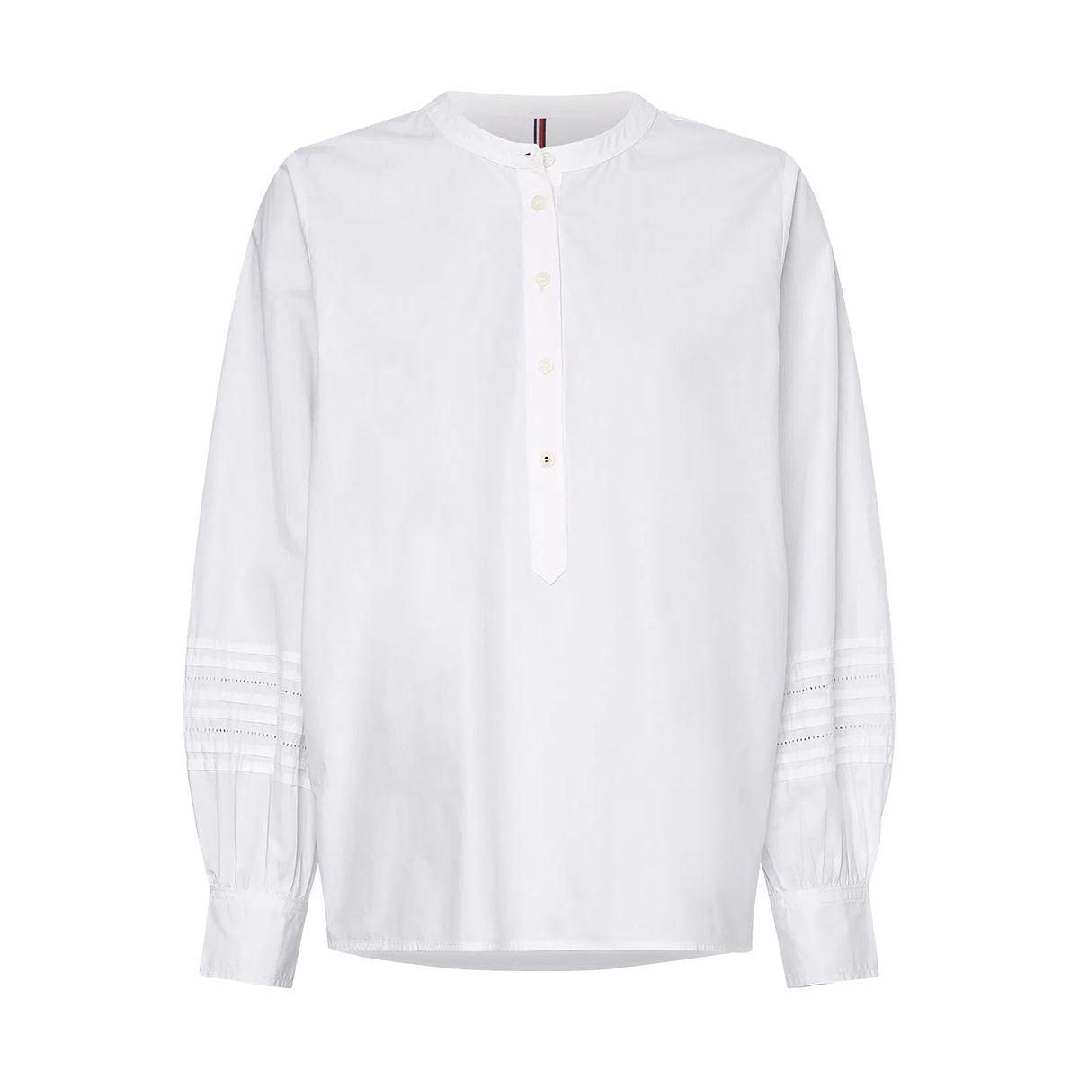 Tommy Hilfiger Women's Lace Regular Fit Henley Blouse, Optic White - 3alababak
