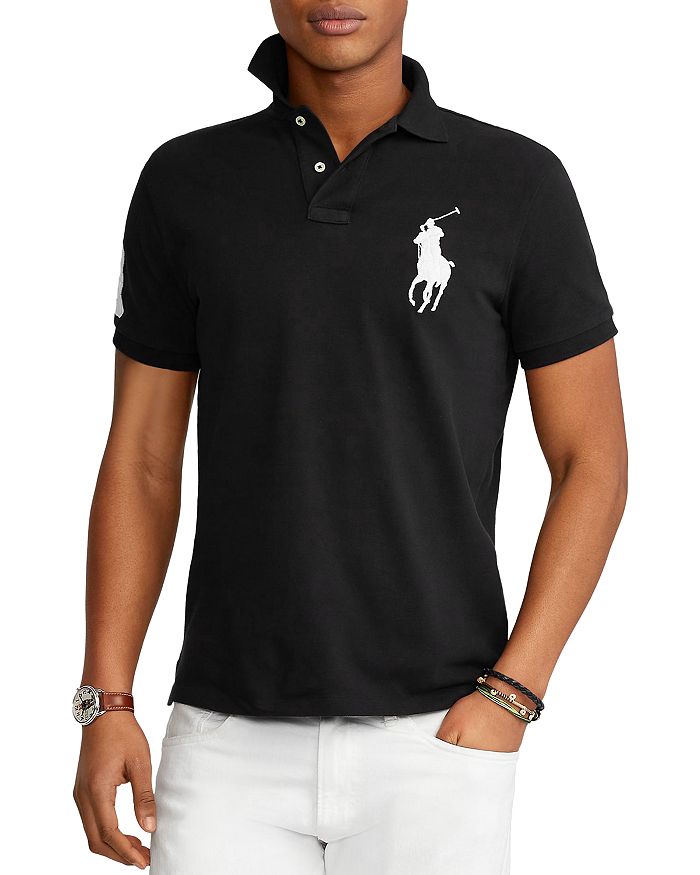 Polo Ralph Lauren Mens Custom Slim Fit Mesh Polo Shirt Large - Black