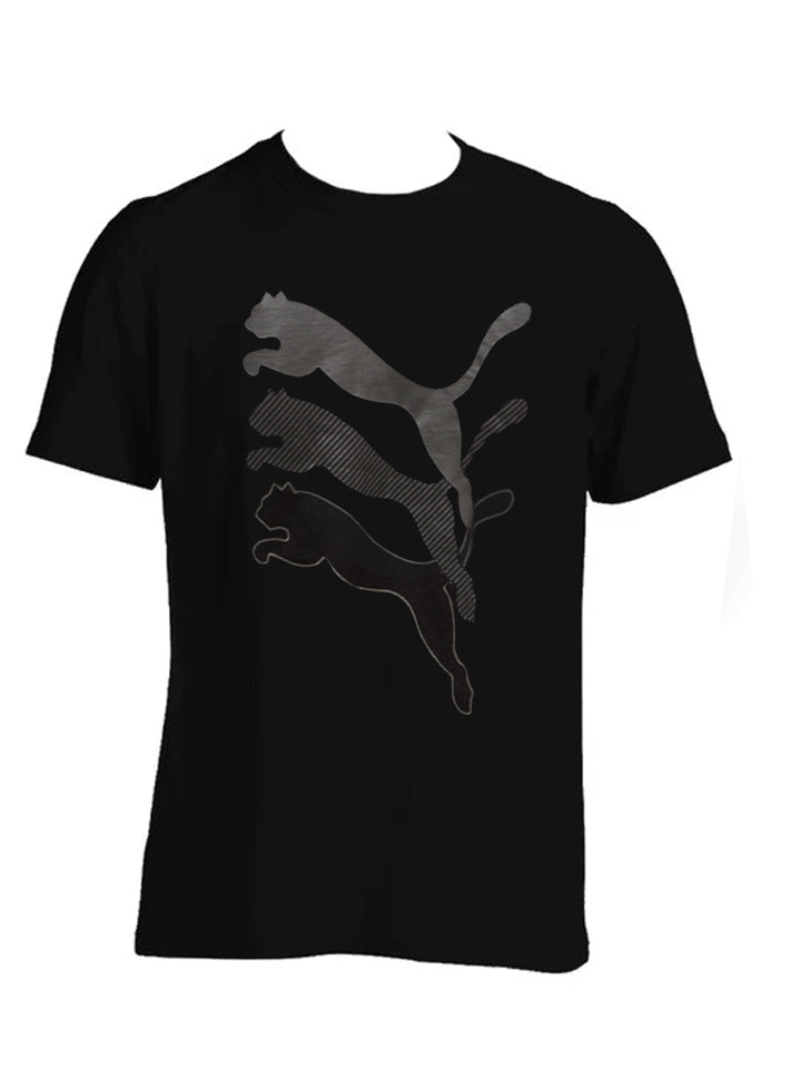 Puma Men's Black Graphic Logo Cotton T-Shirt - Medium
