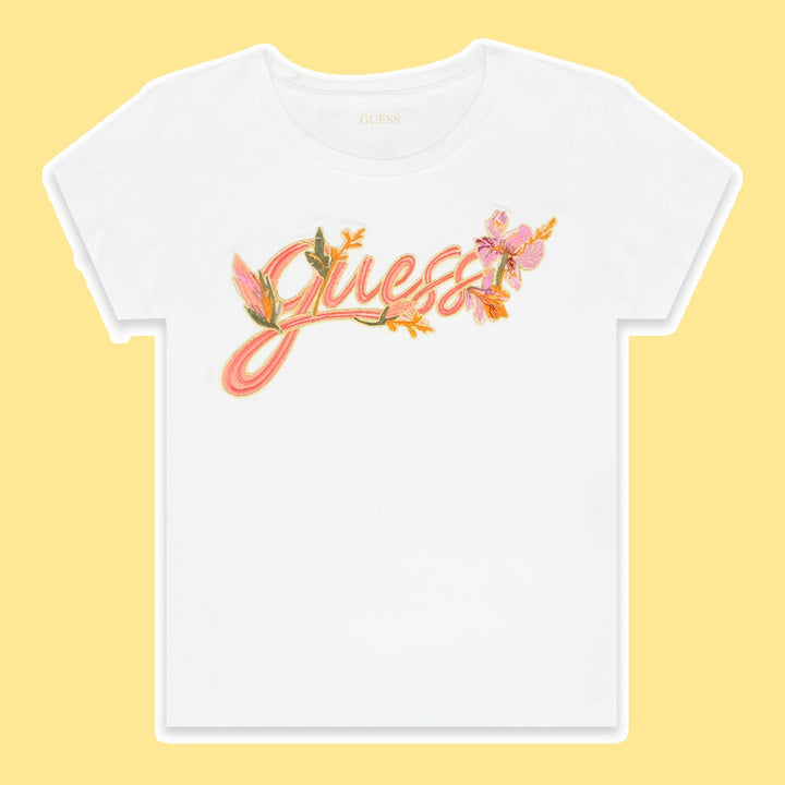 Guess Women Logo Front Printed T-shirt - White Color