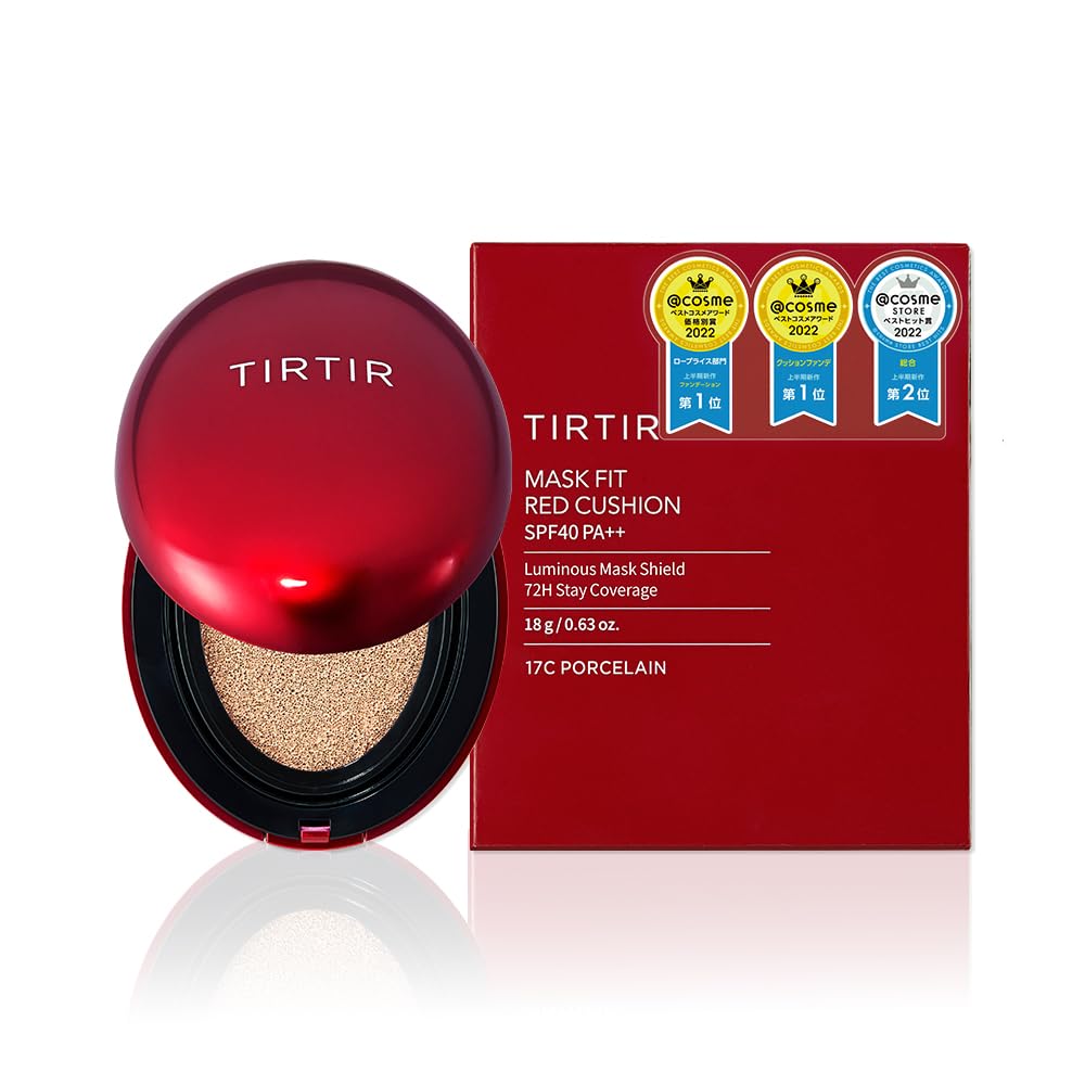 TIRTIR Mask Fit Red Cushion Foundation | Full coverage, Weightless, Skin fit, Satin Glow Finish, Korean Makeup, beauty, Tattoo cover up, Buildable 0.63 Fl Oz