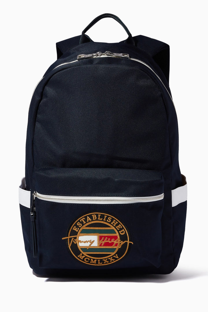 Tommy Hilfiger Signature Logo Embroidery Backpack - Blue - 3alababak
