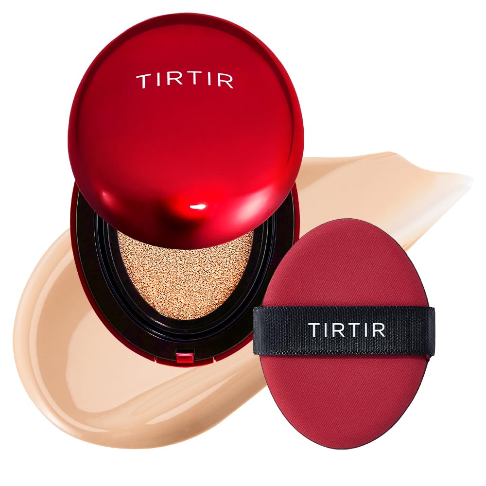 TIRTIR Mask Fit Red Cushion Foundation | Full coverage, Weightless, Skin fit, Satin Glow Finish, Korean Makeup, beauty, Tattoo cover up, Buildable 0.63 Fl Oz