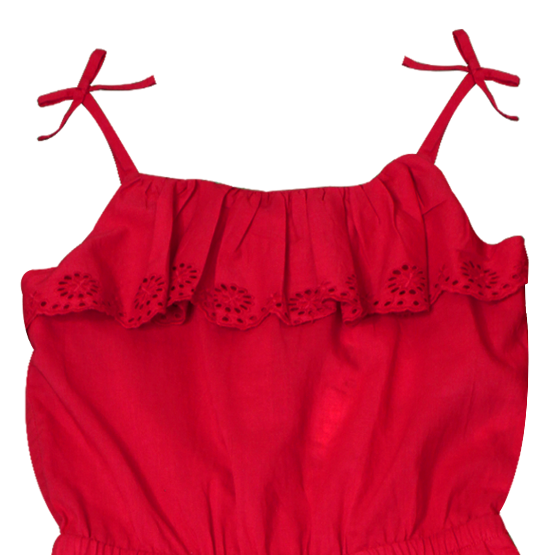 Polo Ralph Lauren Little Girls Eyelet Cotton Batiste Red Jumpsuit