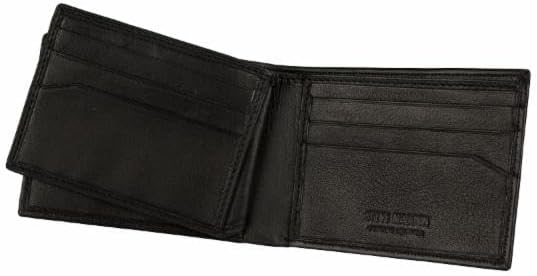 Steve Madden Men's Slim Leather Wallet with Extra Capacity Attached Flip Pockets Black (Glove)