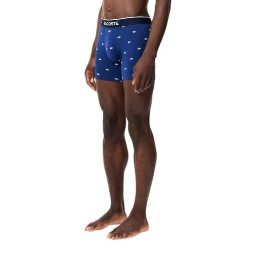 Lacoste mens Cotton Stretch Mini Croc Print Boxer Briefs, 3-pack
