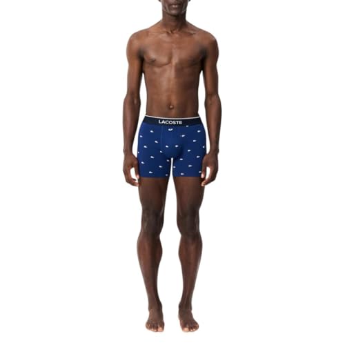 Lacoste mens Cotton Stretch Mini Croc Print Boxer Briefs, 3-pack