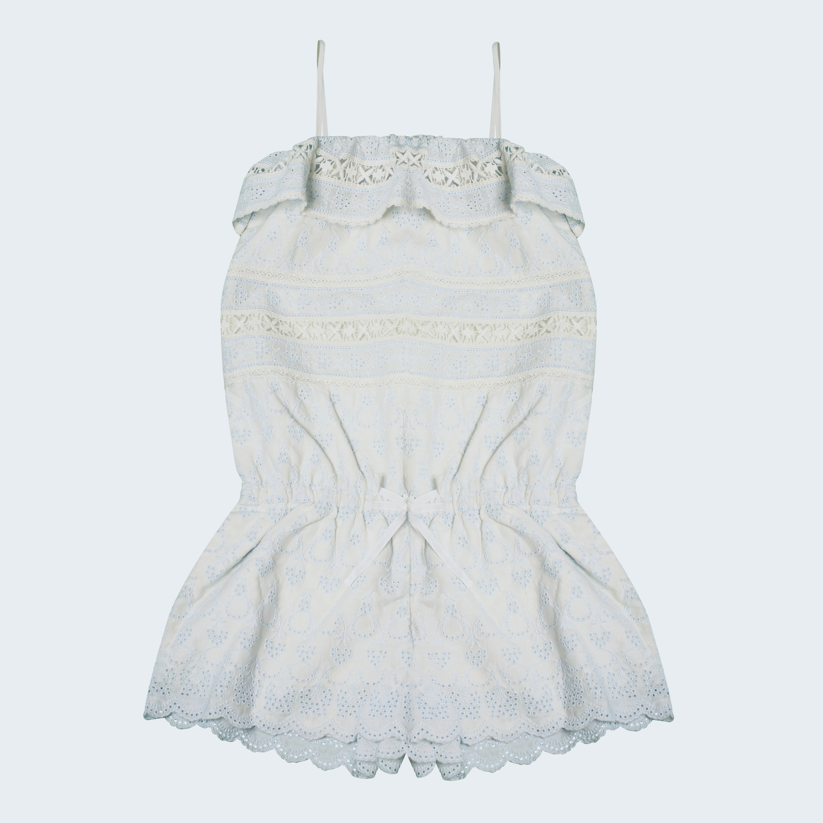 Ralph Lauren Kids off shoulder jumpsuit White/Blue Color - Size 4/4T - 3alababak