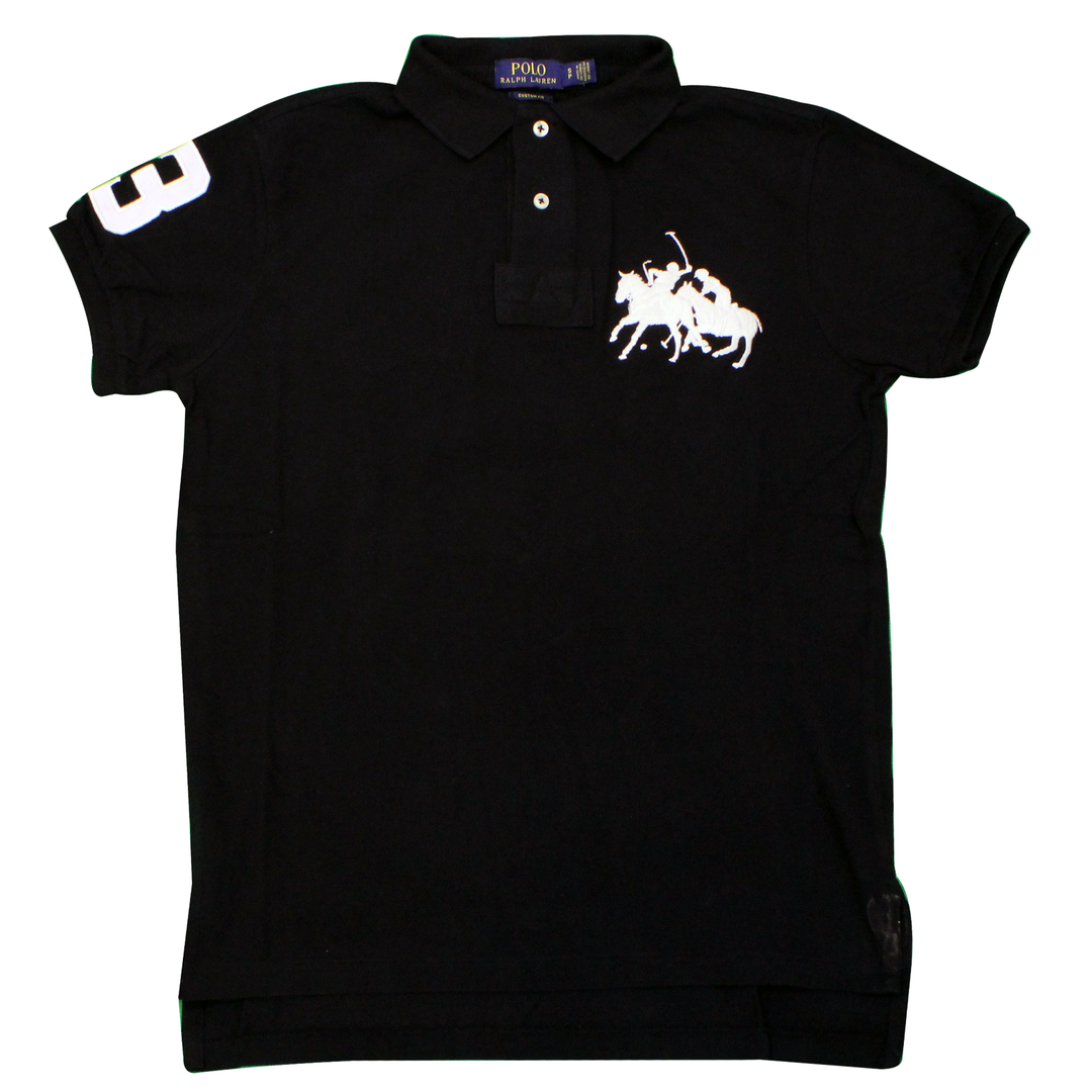 Polo Ralph Lauren Mens Custom Fit Mesh Polo Shirt Small - Black