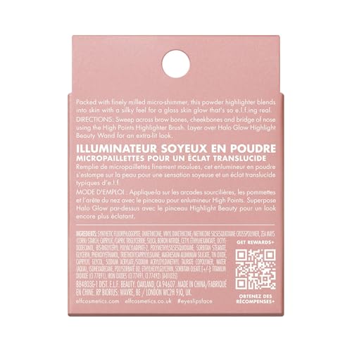 e.l.f. Halo Glow Silky Powder Highlighter, Long-Lasting Luminous Finish, Cake-Resistant With Micro-Shimmer, Vegan & Cruelty-Free