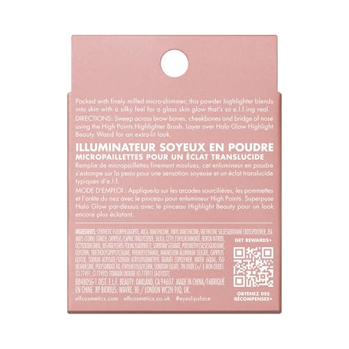 e.l.f. Halo Glow Silky Powder Highlighter, Long-Lasting Luminous Finish, Cake-Resistant With Micro-Shimmer, Vegan & Cruelty-Free
