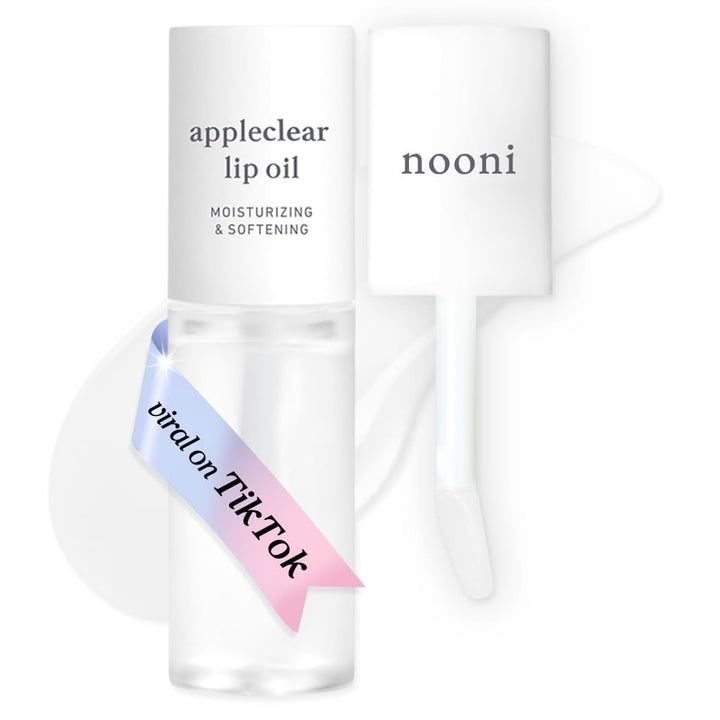 NOONI Korean Lip Oil - Applemint | Long-Lasting, Moisturizing, Plumping, Revitalizing for Dry Lips, Waterproof, No Peel Off, Hydrating, Nourishing Crystal Clear Lip Stain, 0.12 FL Oz