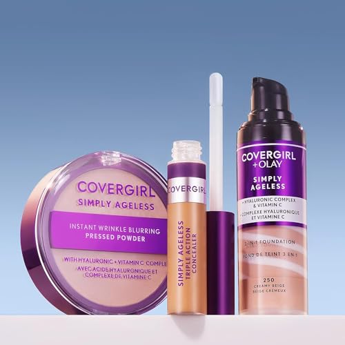 COVERGIRL &amp; Olay Simply Ageless 3-in-1 Liquid Foundation, Matte Finish, Hyaluronic &amp; Vitamin C Formula