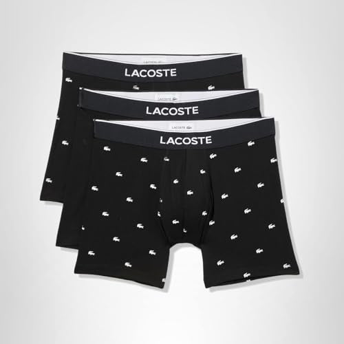 Lacoste mens Cotton Stretch Mini Croc Print Boxer Briefs, 3-pack