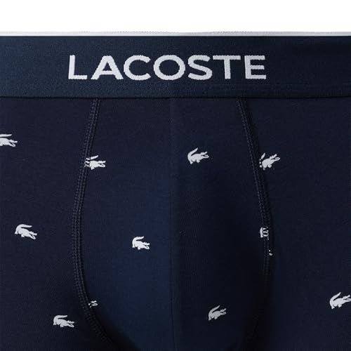 Lacoste mens Cotton Stretch Mini Croc Print Boxer Briefs, 3-pack