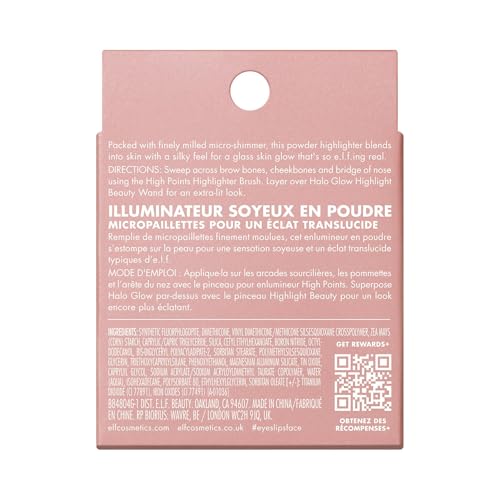 e.l.f. Halo Glow Silky Powder Highlighter, Long-Lasting Luminous Finish, Cake-Resistant With Micro-Shimmer, Vegan & Cruelty-Free