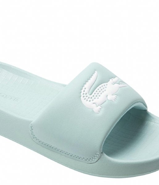 Lacoste Women's Croco 1.0 Synthetic Slides Sandal, Blue - 3alababak