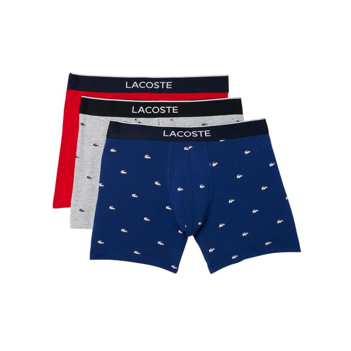 Lacoste mens Cotton Stretch Mini Croc Print Boxer Briefs, 3-pack
