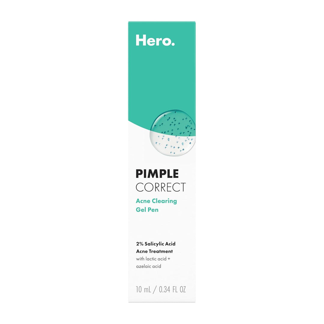 Hero Cosmetics Pimple Correct Acne Clearing Gel Pen - Maximum Strength 2% Salicylic Acid, Derm-Tested Formula for Current and Future Zits (1 Count)