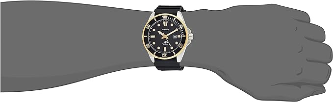Casio Men's Diver Inspired Stainless Steel Quartz Watch with Resin Strap, Black, 25.6 (Model: MDV106G-1AV)