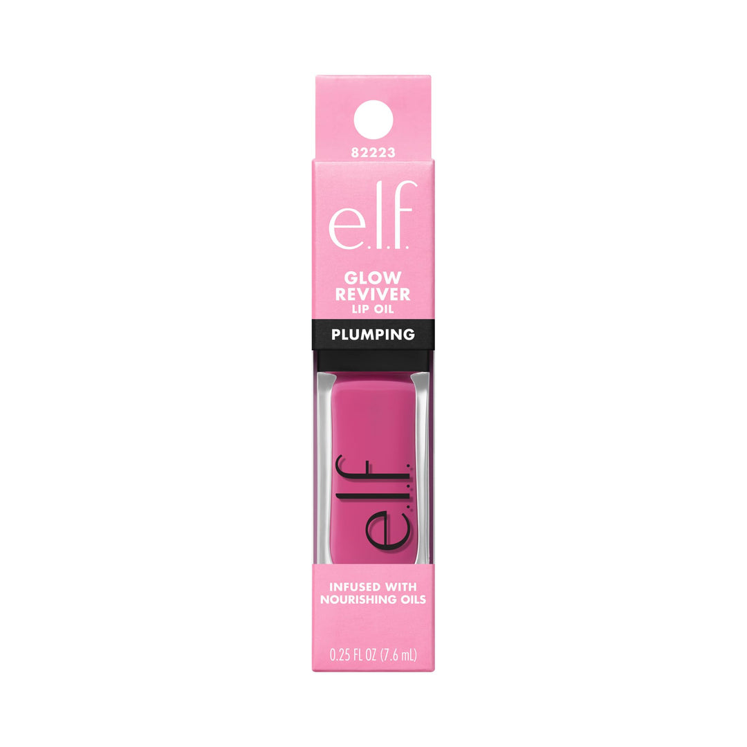 e.l.f. Glow Reviver Plumping Lip Oil, Tinted Lip Plumper For A High-Shine, Plump Finish, Infused With Jojoba Oil, Vegan &amp; Cruelty-Free, Apricot Feelings
