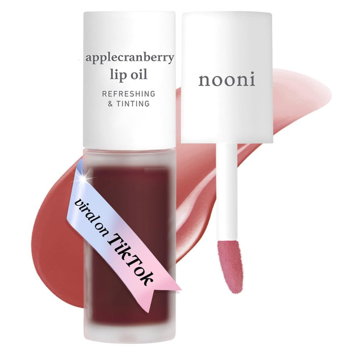 NOONI Korean Lip Oil - Applemint | Long-Lasting, Moisturizing, Plumping, Revitalizing for Dry Lips, Waterproof, No Peel Off, Hydrating, Nourishing Crystal Clear Lip Stain, 0.12 FL Oz