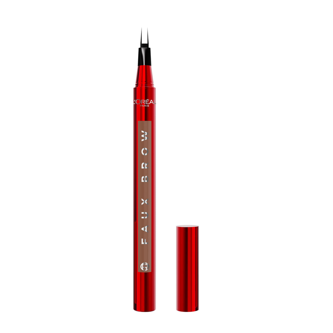 L'Oreal Paris Faux Brow, Hair-Like, Filling Eyebrow Pen with Double-Brush Tip, Fast & Precise Eyebrow Makeup, Soft Black, 0.04 Fl Oz