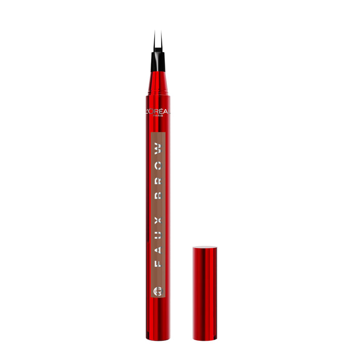 L'Oreal Paris Faux Brow, Hair-Like, Filling Eyebrow Pen with Double-Brush Tip, Fast & Precise Eyebrow Makeup, Soft Black, 0.04 Fl Oz