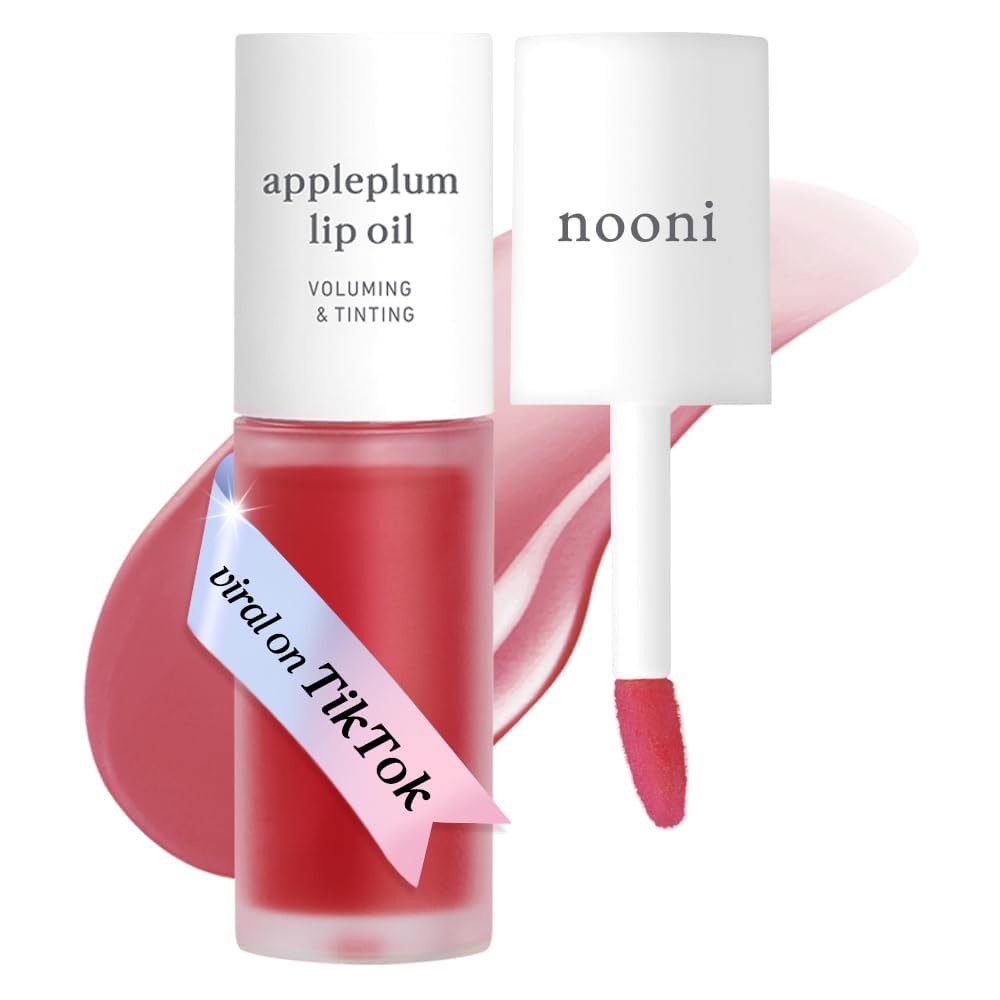 NOONI Korean Lip Oil - Applemint | Long-Lasting, Moisturizing, Plumping, Revitalizing for Dry Lips, Waterproof, No Peel Off, Hydrating, Nourishing Crystal Clear Lip Stain, 0.12 FL Oz