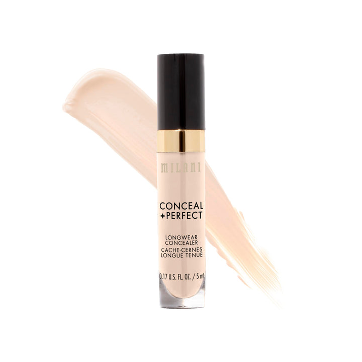 Milani Conceal + Perfect Longwear Concealer Full Coverage Infused with Hyaluronic Acid &amp; Vitamin E, Cover Dark Circles, Blemishes &amp; Skin Imperfections for Long-Lasting Wear