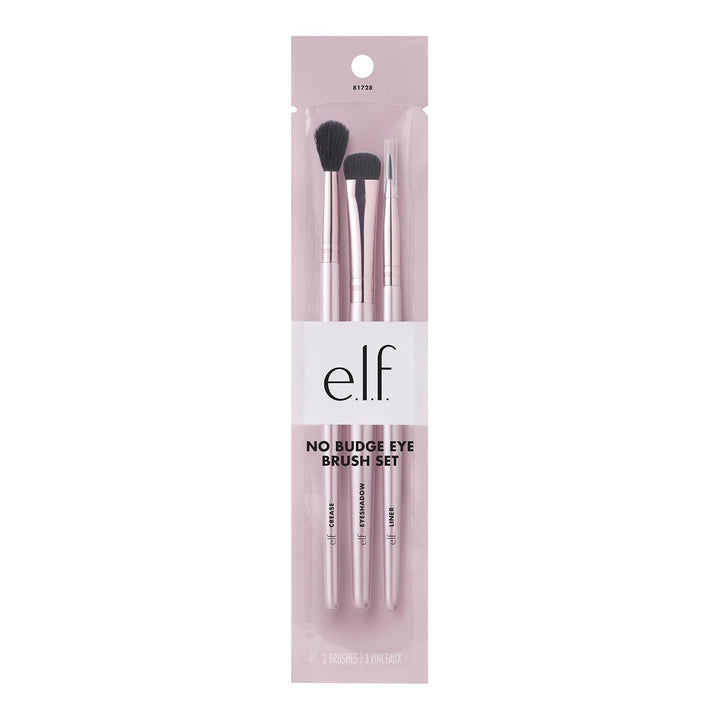 e.l.f. No Budge Brush Trio, 3-Piece Eyeshadow Brush Set For Applying &amp; Blending Color, Use With The No Budge Cream Eyeshadows, Vegan &amp; Cruelty-Free