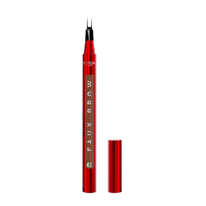 L'Oreal Paris Faux Brow, Hair-Like, Filling Eyebrow Pen with Double-Brush Tip, Fast & Precise Eyebrow Makeup, Soft Black, 0.04 Fl Oz