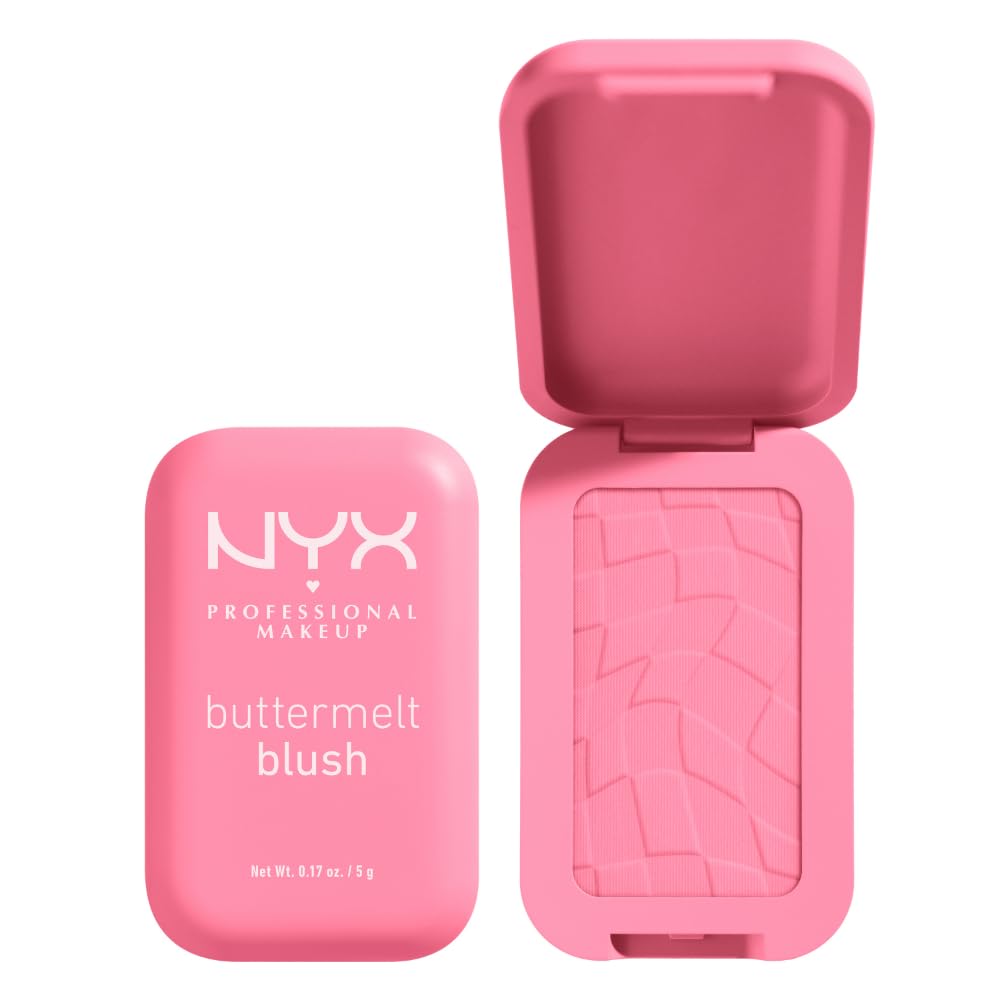 NYX PROFESSIONAL MAKEUP Buttermelt Powder Blush, Fade and Transfer-Resistant Blush, Up to 12HR Make Up Wear, Vegan Formula - My Butta Half