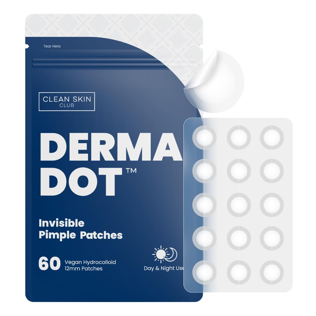 CLEAN SKIN CLUB 60 Invisible Vegan Pimple Patches, Derma Dot Hydrocoll ...