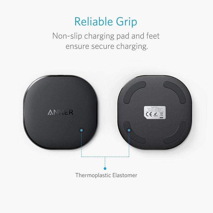 Anker 10W Wireless Charger, Qi-Certified Wireless Charging Pad, PowerPort Wireless 10 Compatible iPhone XS MAX/XR/XS/X/8/8 Plus, 10W Fast-Charging Galaxy S10/S9/S9+/S8/S8+(No AC Adapter) - 3alababak