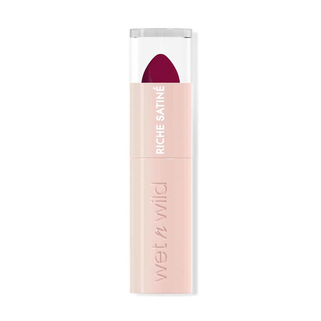 wet n wild Mega Last Rich Satin Lip Color, Rich Creamy Color with Satin Finish, Infused with Vitamin E &amp; Moisturizing Argan Oil, Lightweight, Silky-Smooth, Vegan &amp; Cruelty-Free