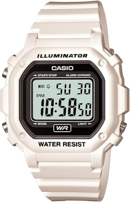 Casio F108WH Series | Men's Digital Watch | Illuminator | Water Resistant | LED Light | Daily Alarm | 1/100 SEC Stopwatch | 3 Hands (HR, Min, SEC) | Date/Day Display | Daily Alarm | 7 Year Battery