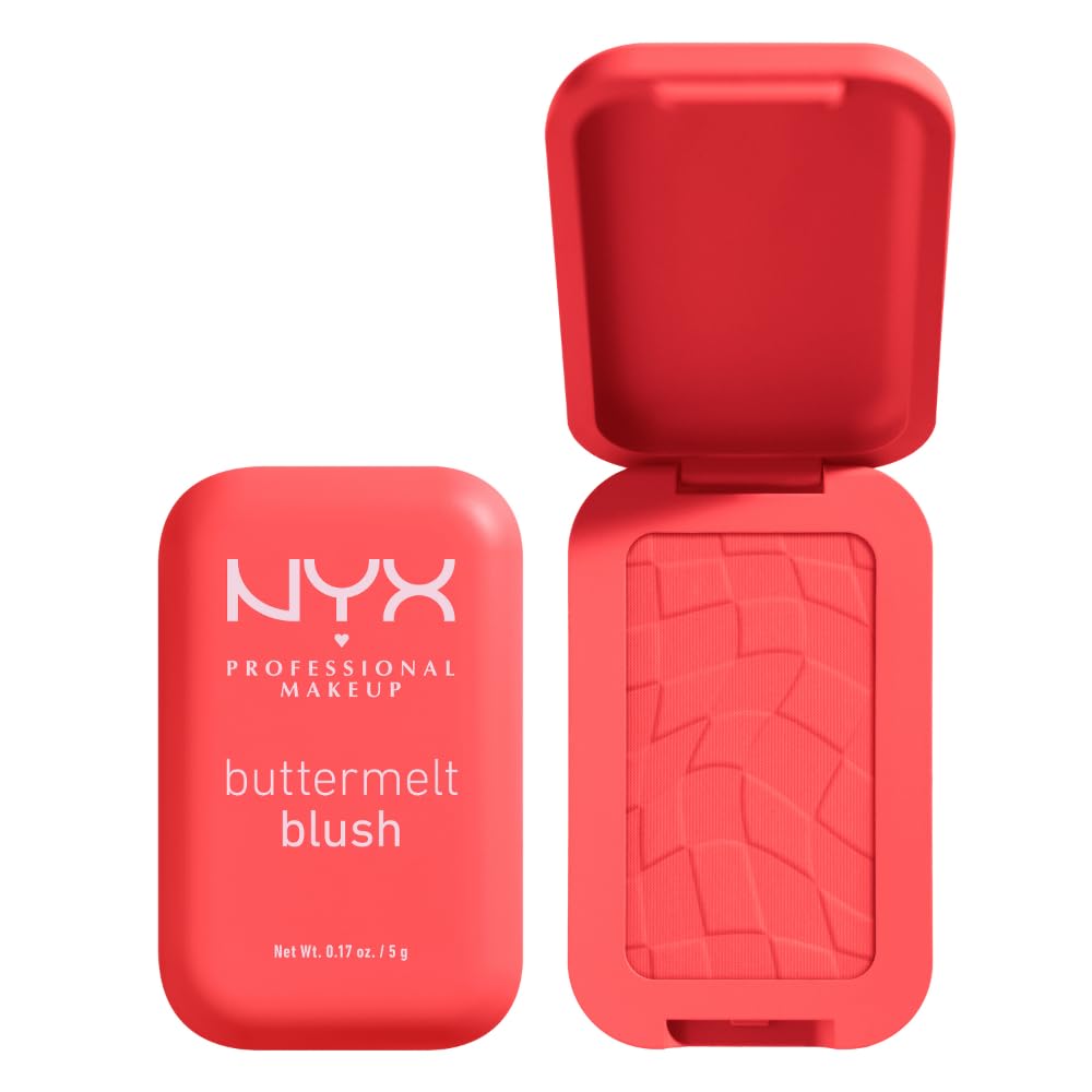 NYX PROFESSIONAL MAKEUP Buttermelt Powder Blush, Fade and Transfer-Resistant Blush, Up to 12HR Make Up Wear, Vegan Formula - My Butta Half