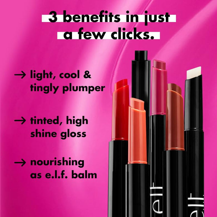 e.l.f. Pout Clout Lip Plumping Pen, Nourishing Lip Balm For Sheer Color & Shine, Plumps & Moisturizes, Vegan & Cruelty-Free, Toasted